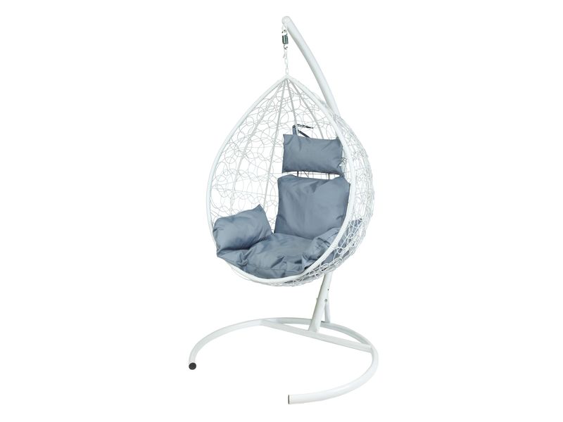 подвесное кресло Z-11 цвет белый с серой подушкой