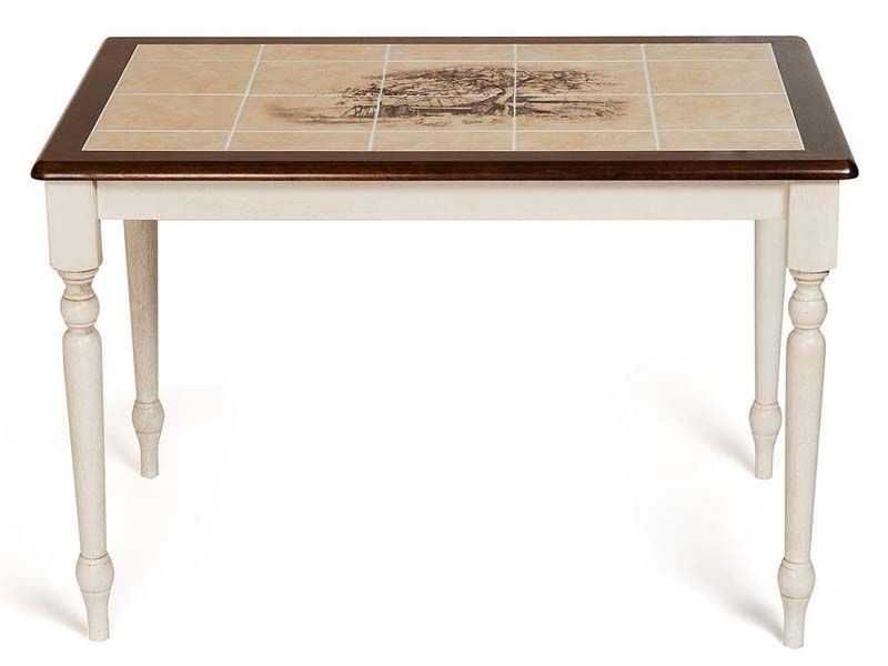 стол обеденный с плиткой СТ 3045P (Дерево) цвет античный белый