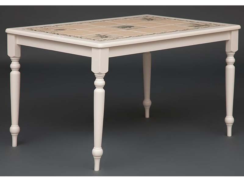 стол обеденный с плиткой СТ 3349 (Прованс) цвет Античный белый