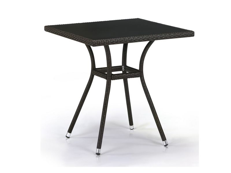 плетеный стол из искусственного ротанга T282BNS-W53-70x70 Brown цвет коричневый