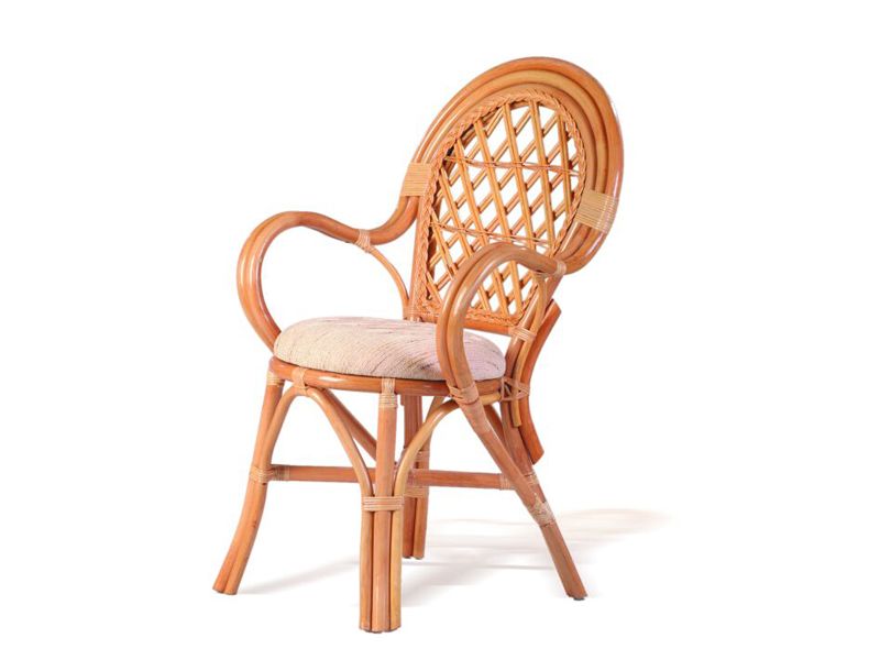 стул с подлокотниками из натурального ротанга 04/11А - цвет коньяк