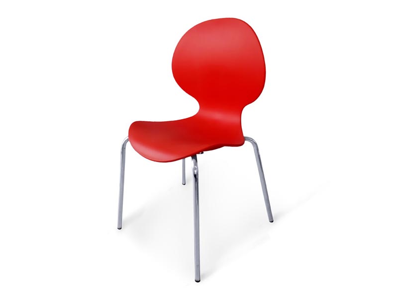 пластиковый стул на хромированном каркасе Bary - красный