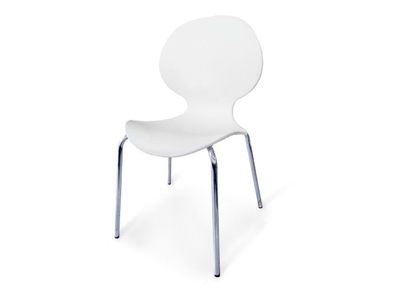 пластиковый стул на хромированном каркасе Bary - белый