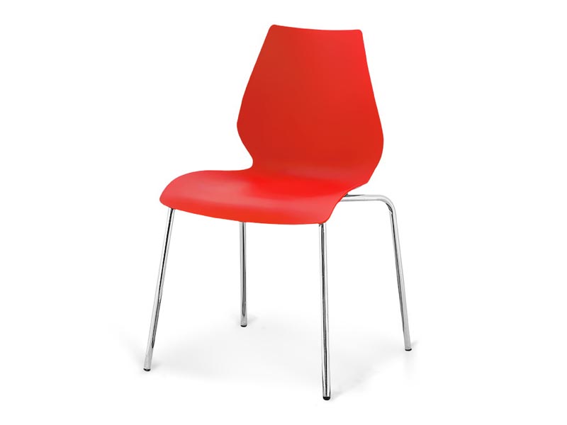 пластиковый стул на хромированном каркасе Polly - красный