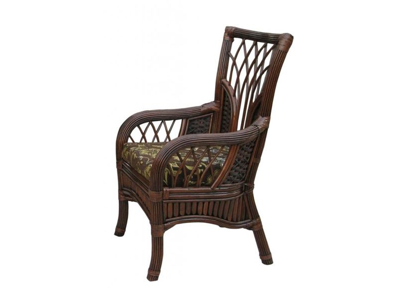 стул с подлокотниками из натурального ротанга Casablanca-4.2 - темно-коричневый