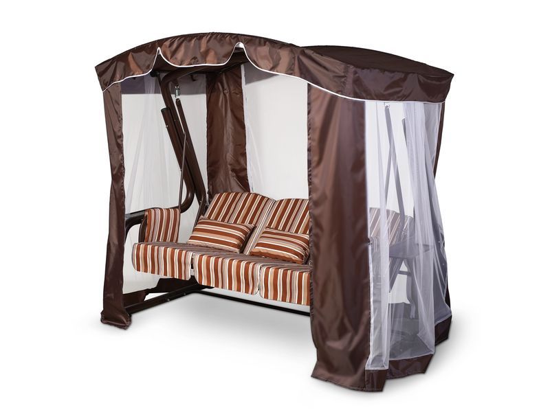 тент-шатер для садовых качелей с дугообразной крышей - цвет шоколад