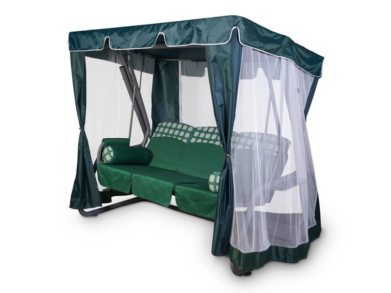 тент-шатер для садовых качелей с прямой крышей - цвет зеленый