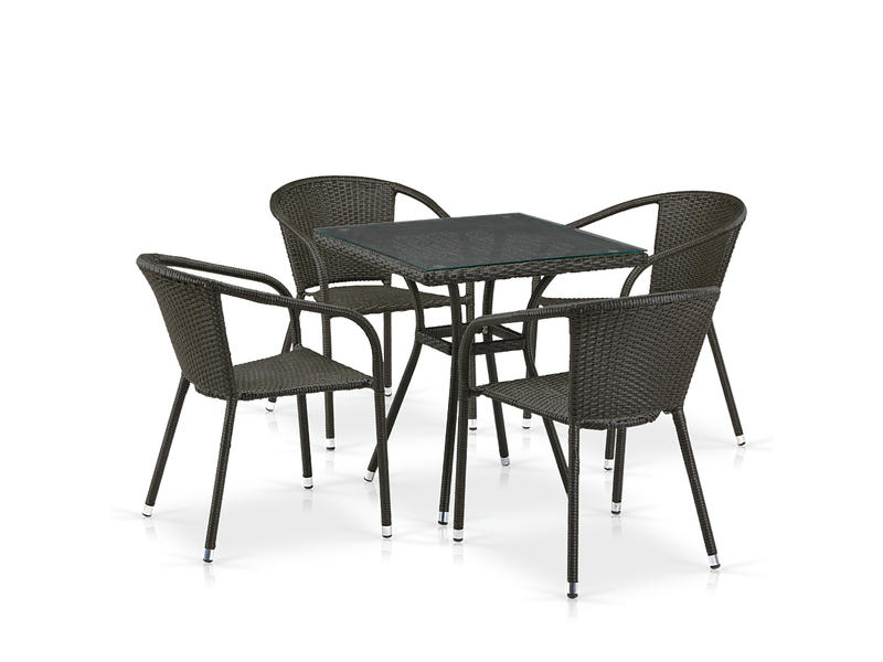 Комплект плетеной мебели из искусственного ротанга T282BNT/Y137C-W53 Brown 4Pcs