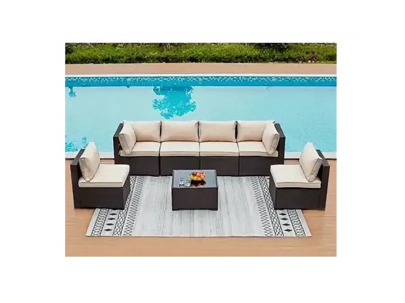 Комплект плетеной мебели YR822Br Brown-Beige (подушка бежевая)