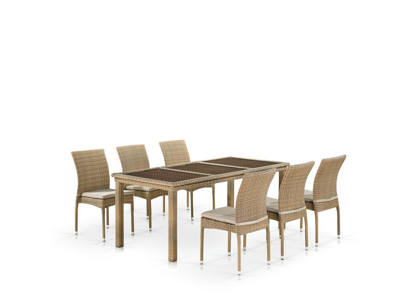 Комплект плетеной мебели T365/Y380B-W65 Light Brown (6+1)