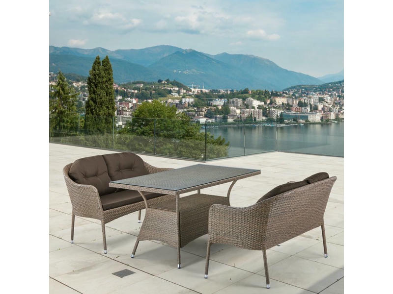 Обеденный комплект плетеной мебели из искусственного ротанга T198B/S54B-W56 Light brown