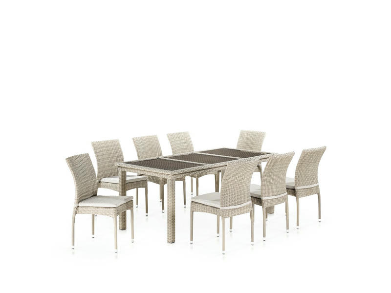 Комплект плетеной мебели T365/Y380C-W85 Latte (8+1) + подушки