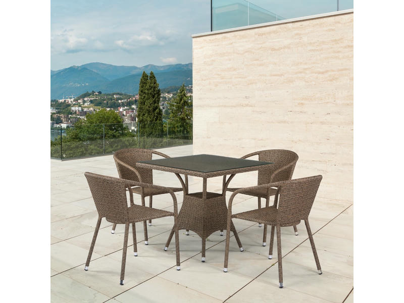 Комплект мебели из иск. ротанга T197BT/Y137C-W56 Light brown (4+1)