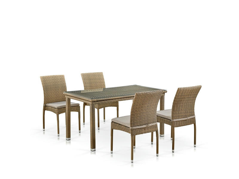 Комплект плетеной мебели T256B/Y380B-W65 Light Brown (4+1)