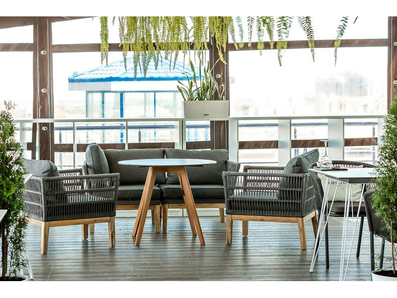 Франческо интерьерный стол из HPL круглый Ø90см, цвет молочный