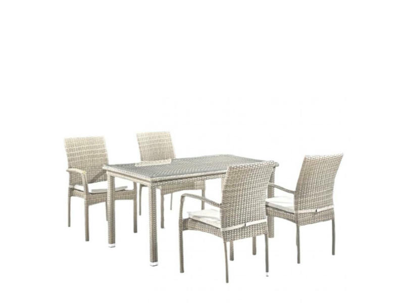Комплект плетеной мебели T256C/Y376C-W85 Latte (4+1) + подушки на стульях
