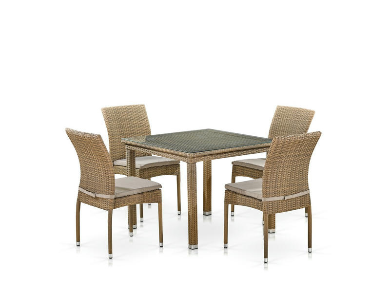 Комплект плетеной мебели T257B/Y380B-W65 Light Brown (4+1)