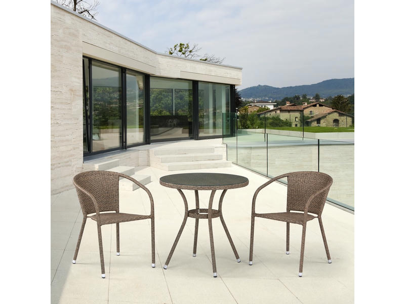 Комплект плетеной мебели из искусственного ротангаT282ANT/Y137C-W56 Light brown
