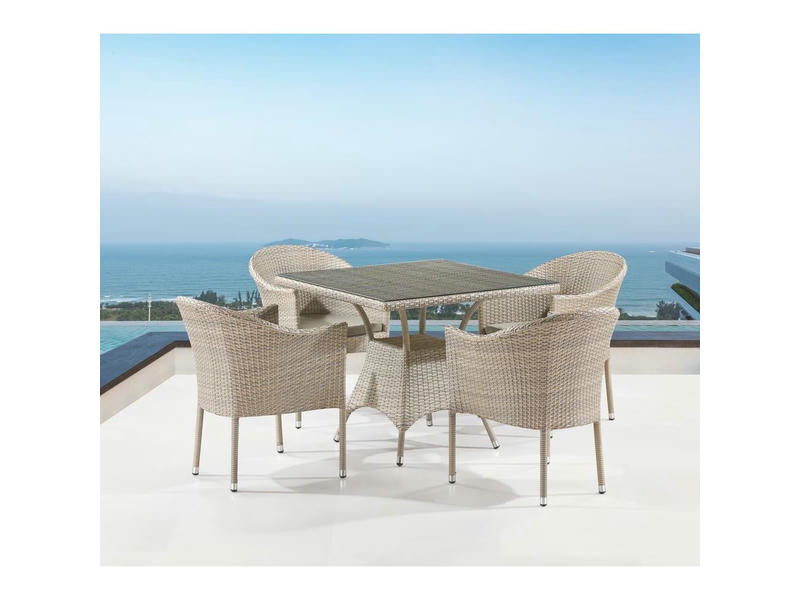 Комплект плетеной мебели из искусственного ротанга T190B/Y350A-W85-90x90 Latte 4Pcs