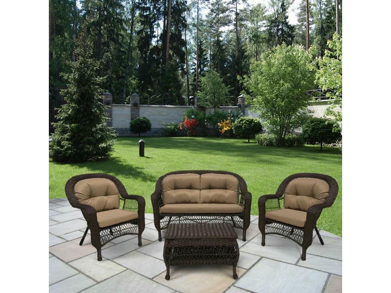 Плетеный комплект для отдыха из искусственного ротанга LV-520BB Brown-Beige