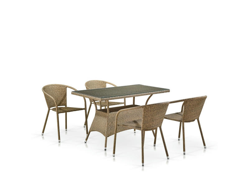 Комплект мебели из иск. ротанга T198D/Y137B-W56 Light Brown (4+1)