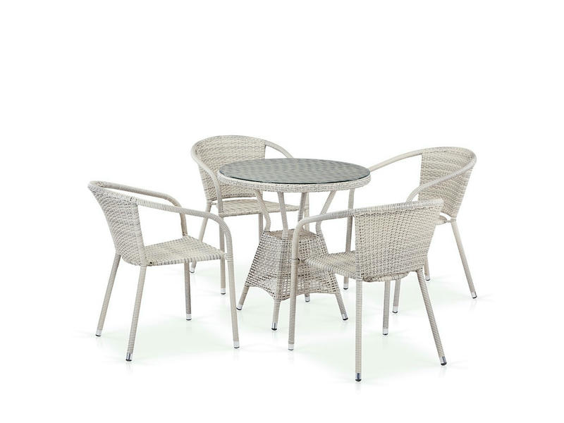 Комплект плетеной мебели из искусственного ротанга T705ANT/Y137C-W85 4Pcs Latte
