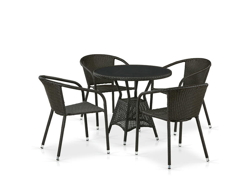 Комплект плетеной мебели из искусственного ротанга T707ANS/Y137C-W53 4Pcs Brown
