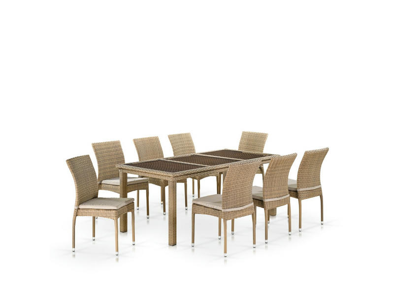 Комплект плетеной мебели T365/Y380B-W65 Light Brown (8+1)