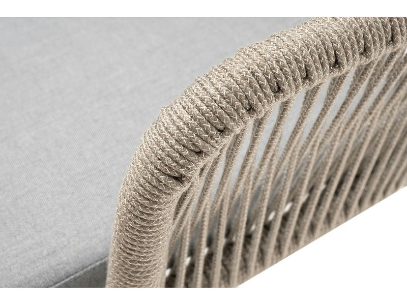 Лион стул плетеный из роупа, каркас из стали светло-серый (RAL7035) шагрень, роуп серый меланж круглый, ткань светло-серая