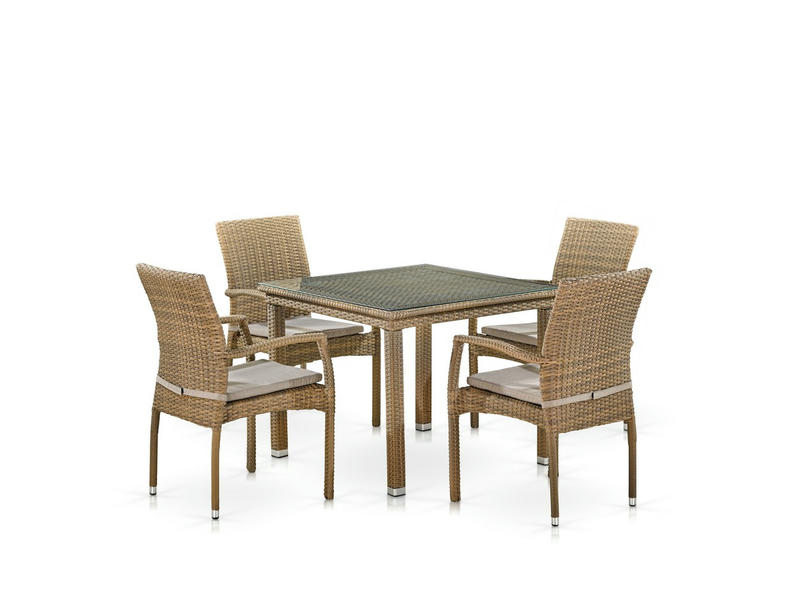Комплект плетеной мебели T257B/Y379B-W65 Light Brown (4+1)