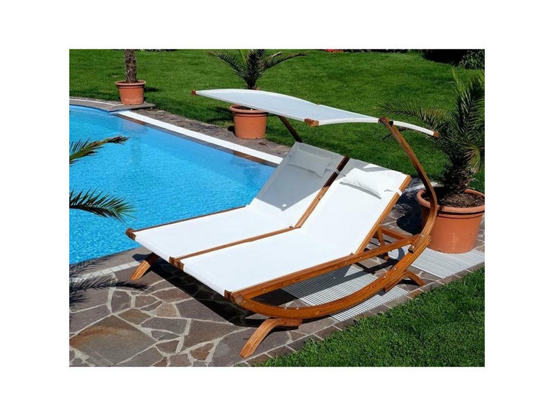 Шезлонг-лежак из сибирской лиственницы AFM-510C White