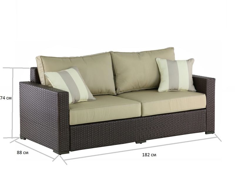 диван плетеный из искусственного ротанга AFM-215B цвет Brown/Light