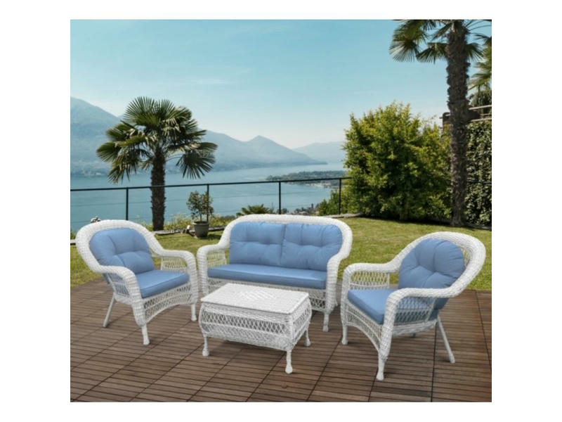 Плетеный комплект для отдыха из искусственного ротанга LV-520 White-Blue