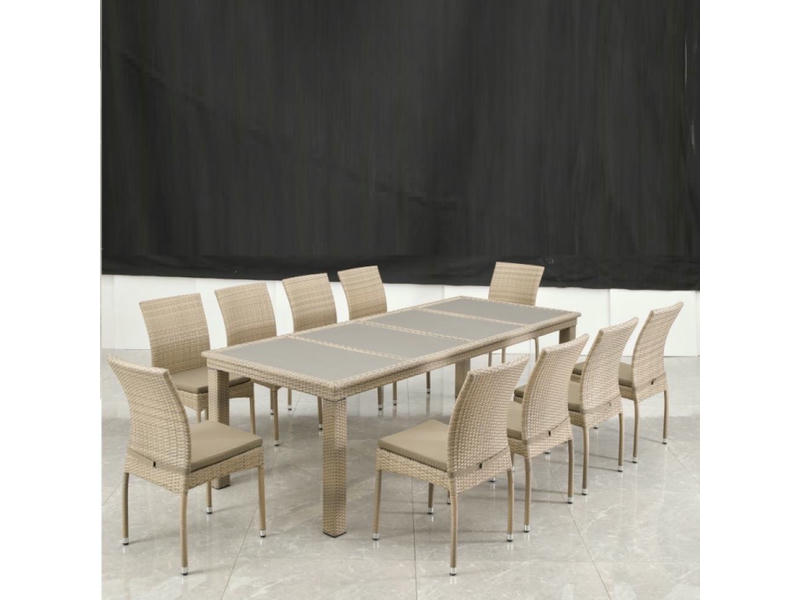 Комплект плетеной мебели T438/Y380C-W85 Latte (10+1) + подушки