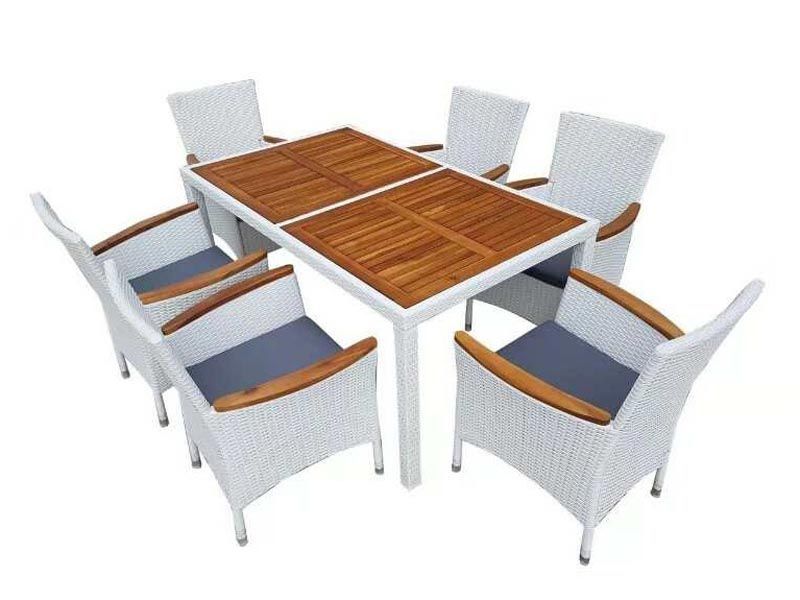 комплект плетеной мебели AFM-460A 150x90 White (6+1) цвет белый