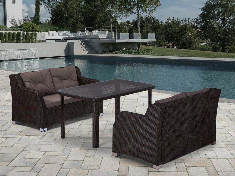 комплект плетеной мебели с диванами T51B-S51B-W60 Brown