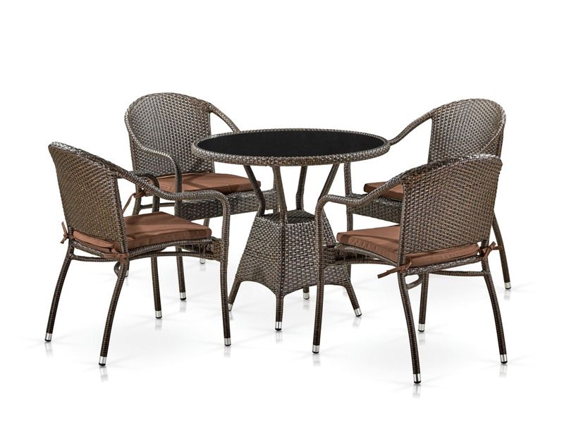 комплект мебели из искусственного ротанга T707ANS-Y480A-W53 4pcs - цвет коричневый